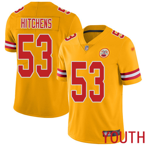 Youth Kansas City Chiefs 53 Hitchens Anthony Limited Gold Inverted Legend Nike NFL Jersey